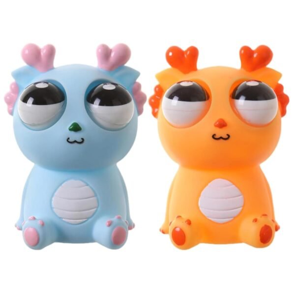 Primevallife Eye-Popping Stress Relief Squeeze Toy – Soft & Funny Dragon Pinch Toy for Kids & Adults | Squishy Sensory Relaxation. Hand Exercise & Fun (Blue & Orange)