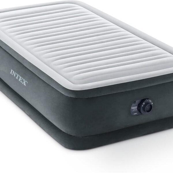 Intex 67765ED Dura-Beam Deluxe Comfort-Plush Mid-Rise Air Mattress : Fiber-Tech ?C Twin Size ?C Built-in Electric Pump ?C 13in Bed Height ?C 300lb Weight Capacity