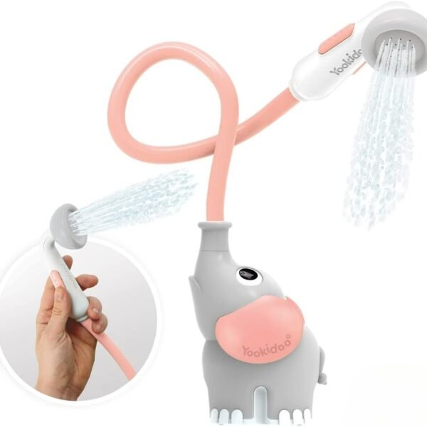 Yookidoo Baby Bath Shower Head - Elephant Bath Toy and Trunk Spout Rinser - for Newborn Babies in Tub Or Sink (Pink)