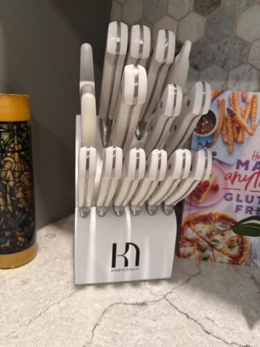 Knife Set. 15 Pcs Kitchen Knife Block Set. Enduring Razor-Sharp Japanese High Carbon Stainless Steel Chef Knife Set with Block and Sharpener. Premium Knives Set for Kitchen. Black Acacia photo review