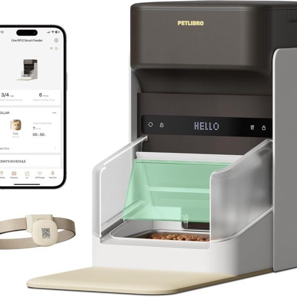 PETLIBRO RFID Automatic Cat Feeder. Collar Tag-Activated Personalized Meals. 5G&2.4G Wi-Fi Programmable Cat Food Dispenser with Cats Recognition & Diet Tracking for Multi-Pet Homes and Different Diets