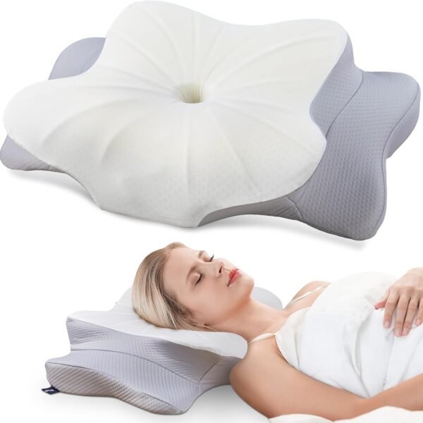 DONAMA Cervical Pillow for Neck and Shoulder.Contour Memory Foam Pillow.Ergonomic Neck Support Pillow for Side Back Stomach Sleepers with Pillowcase