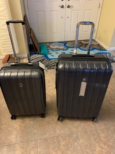 Delsey Luggage Aero 2 Piece Set (21 & 25) Spinner Suitcase (Titanium) photo review