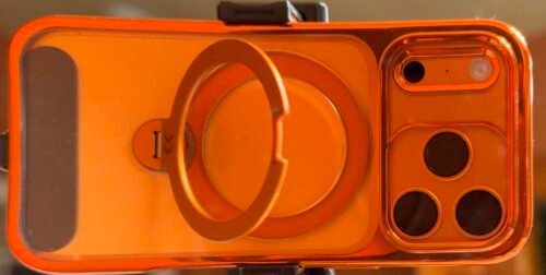 CASEKOO Cosmic Orange Glossy for iPhone 17 Pro Max Case [360 Spin Magnetic Stand][Fit for MagSafe][17FT Military Protection] Slim Polished for iPhone 17 Pro Max Case with Stand 6.9''. Cosmic Orange photo review
