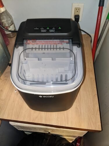 ecozy Portable Countertop Ice Maker - 9 Ice Cubes in 6 Minutes. 26 lbs Daily Output. Self-Cleaning with Ice Bags. Scoop. and Basket for Kitchen. Office. Bar. Party - Black photo review