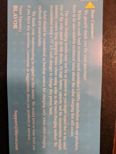 BLAVOR Solar Power Bank 10.000mAh. Portable Wireless Charger. 20W Fast Charging External Battery Pack with USB C for Cell Phones. Solar Panel Charging with Dual Flashlight for Camping photo review