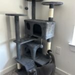 Yaheetech 54in Cat Tree. Multi-Level Cat Tower with Spacious Kitten-ear Perch. 2 Cozy Caves. Scratching Posts. Climbing Ladder. 2 Plush Balls. Durable Pet House Furniture for Indoor Kittens. Dark Gray photo review