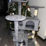 Yaheetech 54in Cat Tree. Multi-Level Cat Tower with Spacious Kitten-ear Perch. 2 Cozy Caves. Scratching Posts. Climbing Ladder. 2 Plush Balls. Durable Pet House Furniture for Indoor Kittens. Dark Gray photo review