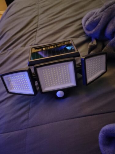 Tuffenough Solar Outdoor Lights 2500LM 210 LED Security Lights with Remote Control.3 Heads Motion Sensor Lights. IP65 Waterproof.270° Wide Angle Flood Wall Lights with 3 Modes(2 Packs) photo review