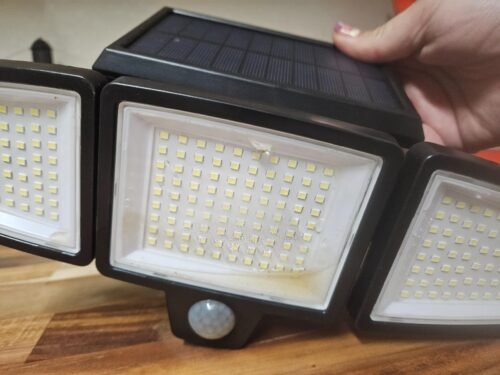 Tuffenough Solar Outdoor Lights 2500LM 210 LED Security Lights with Remote Control.3 Heads Motion Sensor Lights. IP65 Waterproof.270° Wide Angle Flood Wall Lights with 3 Modes(2 Packs) photo review