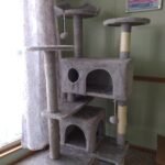 Yaheetech 54in Cat Tree. Multi-Level Cat Tower with Spacious Kitten-ear Perch. 2 Cozy Caves. Scratching Posts. Climbing Ladder. 2 Plush Balls. Durable Pet House Furniture for Indoor Kittens. Dark Gray photo review