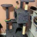 Yaheetech 54in Cat Tree. Multi-Level Cat Tower with Spacious Kitten-ear Perch. 2 Cozy Caves. Scratching Posts. Climbing Ladder. 2 Plush Balls. Durable Pet House Furniture for Indoor Kittens. Dark Gray photo review