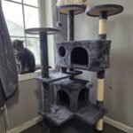 Yaheetech 54in Cat Tree. Multi-Level Cat Tower with Spacious Kitten-ear Perch. 2 Cozy Caves. Scratching Posts. Climbing Ladder. 2 Plush Balls. Durable Pet House Furniture for Indoor Kittens. Dark Gray photo review
