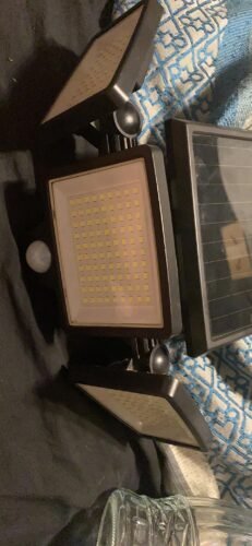 Tuffenough Solar Outdoor Lights 2500LM 210 LED Security Lights with Remote Control.3 Heads Motion Sensor Lights. IP65 Waterproof.270° Wide Angle Flood Wall Lights with 3 Modes(2 Packs) photo review